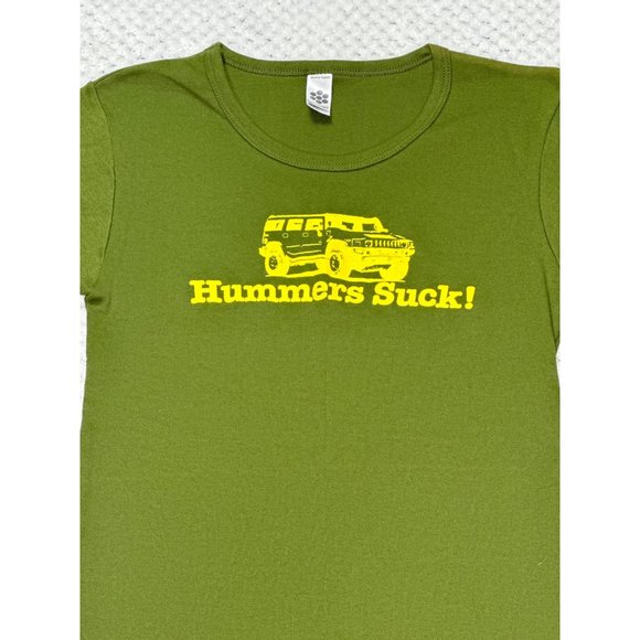 American Apparel Shirt Kids Small Green Hummers Suck Graphic Tee Short Sleeve - Picture 1 of 8